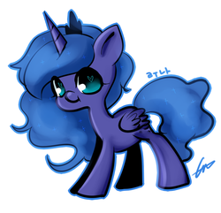 Size: 688x664 | Tagged: safe, artist:lessue, princess luna, g4, female, filly, simple background, solo, wingding eyes, woona