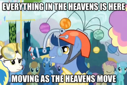 Size: 711x474 | Tagged: safe, screencap, candy mane, carrot top, circus peanut, golden harvest, lemon hearts, linky, lyra heartstrings, pokey pierce, rainbowshine, shoeshine, sugar cookie, g4, simple ways, aughra, dialogue, helmet, image macro, planetary bob, the dark crystal