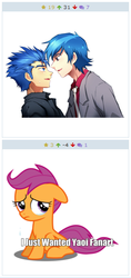 Size: 260x553 | Tagged: safe, artist:re_ghotion, flash sentry, scootaloo, shining armor, thunderbass, derpibooru, equestria girls, g4, exploitable meme, gay, juxtaposition, juxtaposition win, male, meme, meta, thunderflash