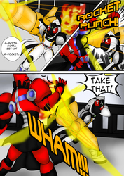 Size: 1240x1754 | Tagged: safe, artist:fourze-pony, crossover, fourze, fourze-pony, kamen rider, kamen rider fourze, machine, monster, ponified, rocket, tumblr, tumblr comic, zodiart