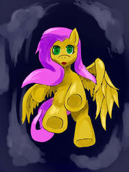 Size: 1500x2000 | Tagged: safe, artist:sfear222, fluttershy, g4, falling, female, pixiv, solo, underhoof