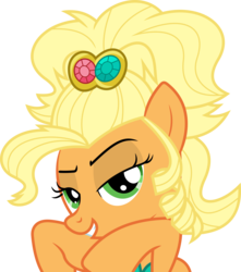 Size: 6000x6786 | Tagged: safe, artist:dasprid, applejack, earth pony, pony, g4, simple ways, absurd resolution, applejack is best facemaker, applejewel, face, fancyjack, female, looking at you, simple background, solo, transparent background, vector, vogue