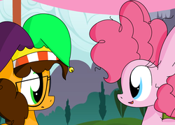 Size: 2272x1628 | Tagged: safe, artist:littlecloudie, cheese sandwich, pinkie pie, g4, pinkie pride, colt, female, filly, glasses, male, ship:cheesepie, shipping, straight, younger