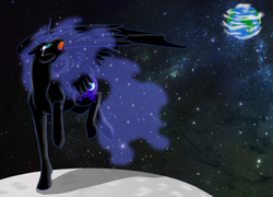 Size: 1000x718 | Tagged: safe, artist:sawnikbewm, nightmare moon, g4, banishment, crying, female, moon, solo