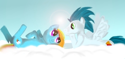 Size: 3231x1521 | Tagged: safe, artist:dmwcool1, rainbow dash, soarin', g4, duo, ship:soarindash, shipping, straight