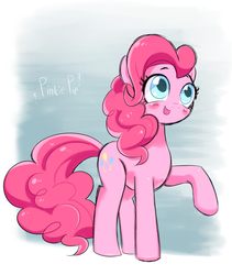 Size: 700x831 | Tagged: dead source, safe, artist:mariponihoney, pinkie pie, earth pony, pony, g4, blushing, colored pupils, cute, diapinkes, female, mare, open mouth, raised hoof, smiling, solo