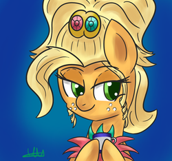 Size: 1280x1200 | Tagged: safe, artist:wolfy-pony, applejack, g4, simple ways, applejewel, clothes, cup, dress, female, portrait, solo