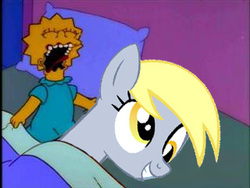 Size: 320x240 | Tagged: safe, edit, screencap, derpy hooves, pegasus, pony, g4, female, lisa simpson, male, mare, parody, the godfather, the simpsons