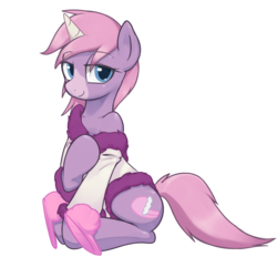 Size: 1893x1757 | Tagged: safe, artist:forst, oc, oc only, pony, unicorn, bedroom eyes, clothes, female, mare, off shoulder, robe, simple background, solo, stompy slippers, transparent background, unusual unicorn