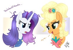 Size: 1600x1100 | Tagged: safe, artist:joakaha, applejack, rarity, g4, simple ways, applejewel, rarihick