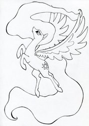 Size: 1024x1443 | Tagged: safe, artist:ihmislehma, princess celestia, g4, female, monochrome, solo