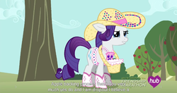 Size: 1152x608 | Tagged: safe, screencap, rarity, g4, simple ways, female, hub logo, meme, rhinestone rarihick, solo, youtube caption