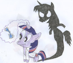 Size: 900x782 | Tagged: safe, artist:sithvampiremaster27, twilight sparkle, g4, dr jekyll and mr hyde, potion, shadow