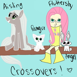 Size: 600x600 | Tagged: safe, artist:catz537, angel bunny, fluttershy, human, g4, aisling, clothes, crossover, dress, humanized, pangur ban, ponified, secret of kells