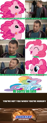 Size: 595x1535 | Tagged: safe, artist:phenomdashx4, pinkie pie, rainbow dash, rainbow dash (g3), g3, g3.5, g4, meme, snickers, wrong aspect ratio, you're not you when you're hungry