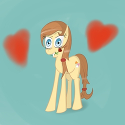 Size: 800x800 | Tagged: safe, artist:furfez, oc, oc only, oc:cream heart, earth pony, pony, female, flower, flower in mouth, mare, mouth hold, solo