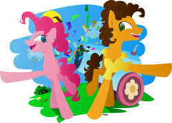 Size: 2158x1539 | Tagged: safe, artist:baldmoose, cheese sandwich, pinkie pie, g4, party cannon