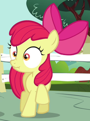 Size: 380x512 | Tagged: safe, screencap, apple bloom, earth pony, pony, g4, twilight time, female, scrunchy face, solo