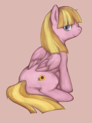 Size: 582x777 | Tagged: safe, artist:kei05, meadow flower, earth pony, pony, g4, female, mare, one eye closed, solo, wink