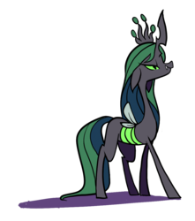 Size: 960x1088 | Tagged: safe, artist:karzahnii, queen chrysalis, changeling, changeling queen, g4, crown, female, jewelry, redesign, regalia, solo