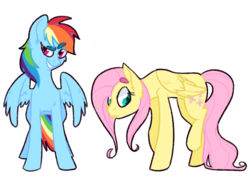 Size: 1135x799 | Tagged: safe, artist:flower-power-love, fluttershy, rainbow dash, pegasus, pony, g4, cutie mark, duo, female, grin, mare, raised hoof, simple background, smiling, transparent background, wingding eyes, wings