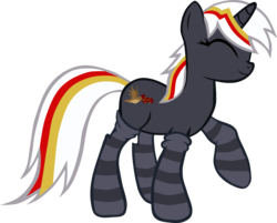 Size: 4000x3216 | Tagged: safe, artist:echoes111, oc, oc only, oc:velvet remedy, pony, unicorn, fallout equestria, clothes, eyes closed, fanfic, fanfic art, female, horn, mare, remedy, simple background, smiling, socks, solo, transparent background, vector