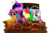 Size: 1700x1105 | Tagged: safe, artist:hoyeechun, apple bloom, scootaloo, sweetie belle, twilight sparkle, alicorn, pony, g4, twilight time, cutie mark crusaders, duckface, eating, female, food, french fries, hay burger, mare, messy eating, pixiv, table, that pony sure does love burgers, twilight burgkle, twilight sparkle (alicorn)