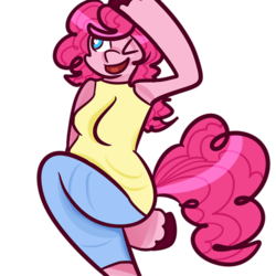 Size: 500x500 | Tagged: safe, artist:sadyuri, pinkie pie, earth pony, anthro, g4, female, solo