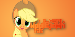 Size: 2048x1024 | Tagged: safe, artist:pizzamc, applejack, g4, female, minimalist, solo, vector, wallpaper