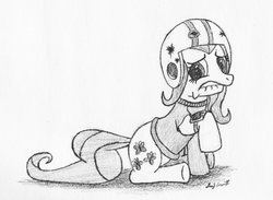 Size: 900x659 | Tagged: safe, artist:leafgrowth, fluttershy, g4, commander keen, cosplay, crossover, female, monochrome, solo