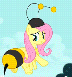 Size: 400x427 | Tagged: safe, screencap, fluttershy, pegasus, pony, g4, it ain't easy being breezies, season 4, animal costume, animated, bee costume, butt, butt shake, clothes, costume, female, flutterbee, loop, mare, plot, shaking, solo
