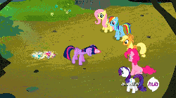 Size: 250x139 | Tagged: safe, screencap, applejack, breezette, citrus park, cotton (g4), fluttershy, ghostberry, pinkie pie, rainbow dash, rarity, seabreeze, star breeze, twilight sparkle, twirly, alicorn, breezie, earth pony, pegasus, pony, unicorn, g4, it ain't easy being breezies, all new, animated, applebreezie, breezie pie, breeziefied, female, flutterbreez, gif for breezies, hub logo, magic, male, mare, picture for breezies, picture of and for breezies, rainbow breez, rarbreez, species swap, text, transformation, transformation sequence, twilight breezie, twilight sparkle (alicorn), unnamed breezie, unnamed character