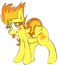 Size: 555x624 | Tagged: safe, artist:magical disaster, spitfire, pegasus, pony, g4, ahegao, female, looking at you, mare, raised tail, simple background, solo, tongue out, transparent background