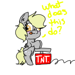 Size: 512x512 | Tagged: safe, artist:doodle-is-best-pony, derpy hooves, pegasus, pony, g4, explosives, female, mare, solo, this will end in tears, tnt