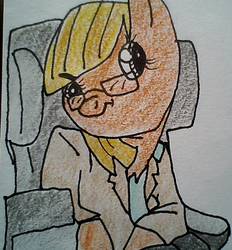 Size: 331x357 | Tagged: safe, artist:aybfim, oc, oc only, glasses, male, sitting, solo, stephen hawking, wheelchair