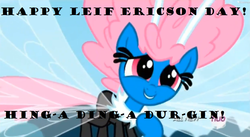 Size: 1330x730 | Tagged: safe, seabreeze, breezie, g4, it ain't easy being breezies, my little pony: friendship is magic, bubble buddy, exploitable meme, hub logo, image macro, leif erikson day, male, meme, solo, spongebob squarepants