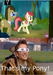Size: 3508x4960 | Tagged: safe, screencap, doctor whooves, roseluck, time turner, earth pony, pony, g4, it ain't easy being breezies, background pony, blazer, clothes, david tennant, doctor who, female, male, mare, meme, necktie, overcoat, ponies standing next to each other, shirt, stallion, tenth doctor, that's my pony, that's my x, tv reference