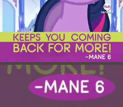 Size: 800x694 | Tagged: safe, screencap, twilight sparkle, g4, commercial, female, hub logo, mane six, promo, the hub