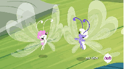 Size: 576x324 | Tagged: safe, screencap, cotton (g4), twinkle (g4), breezie, g4, it ain't easy being breezies, animated, cute, dancing, hub logo, hubble, smiling, the hub