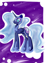 Size: 594x822 | Tagged: safe, artist:blueshadowsmist, nightmare moon, alicorn, pony, g4, female, mare, profile, smiling, solo