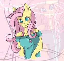 Size: 1224x1162 | Tagged: safe, artist:a-purple-pony, fluttershy, anthro, g4, blushing, female, solo
