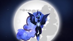 Size: 1192x670 | Tagged: safe, artist:zilvtree, nightmare moon, g4, female, flying, moon, night, solo