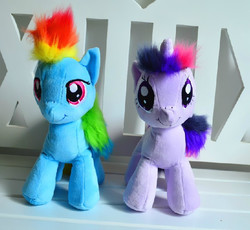 Size: 662x610 | Tagged: safe, rainbow dash, twilight sparkle, g4, irl, photo, plushie