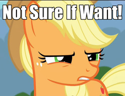 Size: 941x723 | Tagged: safe, screencap, applejack, g4, it ain't easy being breezies, caption, faic, female, image macro, meme, solo