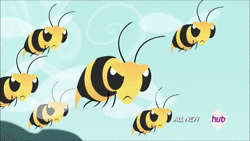 Size: 250x141 | Tagged: safe, screencap, bee, g4, it ain't easy being breezies, animated, hub logo, sting