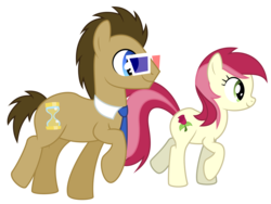 Size: 6000x4507 | Tagged: safe, artist:masem, doctor whooves, roseluck, time turner, earth pony, pony, g4, it ain't easy being breezies, .svg available, 3d glasses, absurd resolution, duo, female, male, show accurate, simple background, transparent background, vector