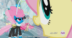 Size: 1152x609 | Tagged: safe, screencap, fluttershy, seabreeze, star breeze, breezie, g4, it ain't easy being breezies, female, hub logo, male, meme, unnamed breezie, unnamed character, youtube caption