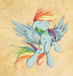 Size: 1100x1150 | Tagged: safe, artist:agletka, rainbow dash, g4, female, solo, spread wings, surreal