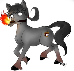 Size: 1155x1109 | Tagged: safe, artist:bekuno, pony, don't starve, ponified, solo, torch, willow (don't starve)