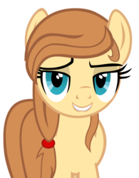 Size: 2471x3172 | Tagged: safe, artist:mrbrandonmac, oc, oc only, oc:cream heart, earth pony, pony, bedroom eyes, elena, female, grin, high res, lip bite, looking at you, mare, simple background, smiling, solo, teeth, transparent background, vector